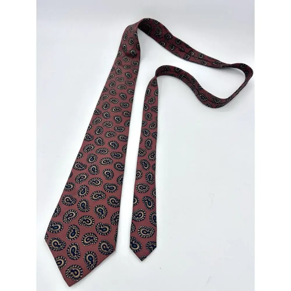 Vintage Liberty Of London Rust Brown Bubble Paisley Tie - 100% Silk USA